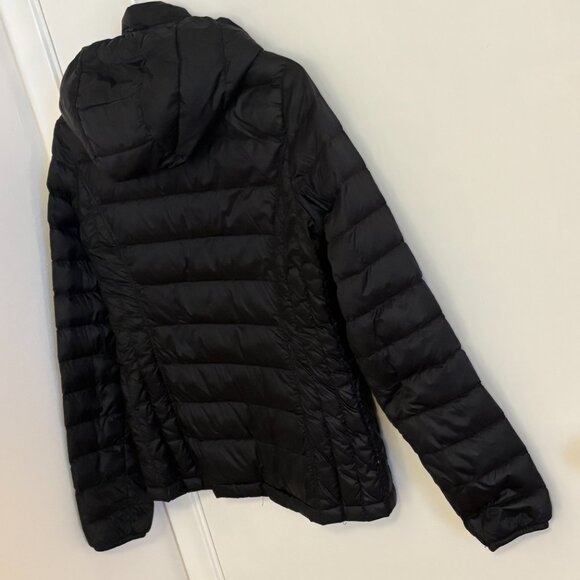 Flattering Fitted Black Puffer Jacket Lightweight Hooded Insulated Size S - Picture 4 of 13